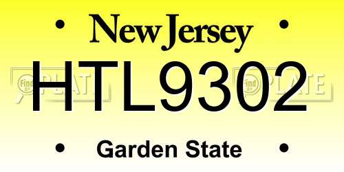 HTL9302 New Jersey License Plate