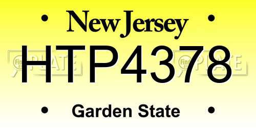 HTP4378 New Jersey License Plate