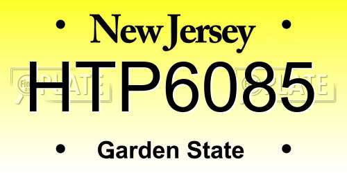 HTP6085 New Jersey License Plate