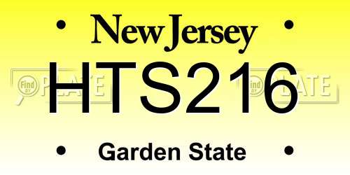 HTS216 New Jersey License Plate