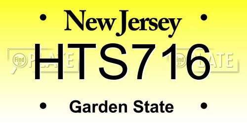 HTS716 New Jersey License Plate