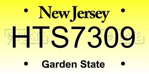 HTS7309 New Jersey License Plate