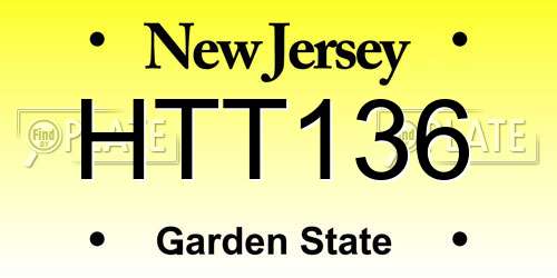 HTT136 New Jersey License Plate