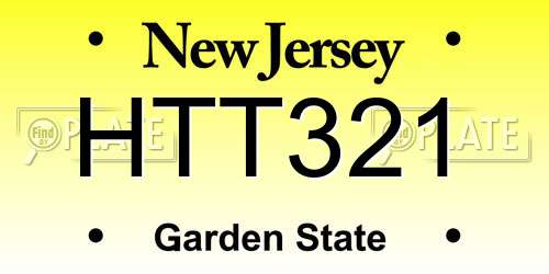 HTT321 New Jersey License Plate