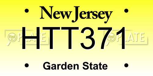 HTT371 New Jersey License Plate