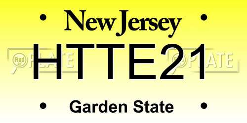 HTTE21 New Jersey License Plate