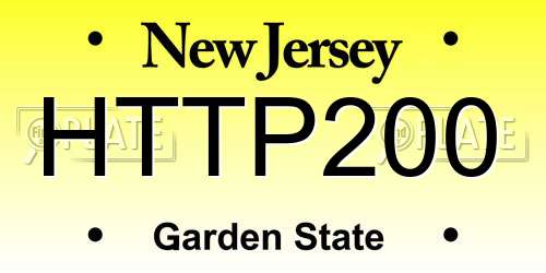HTTP200 New Jersey License Plate