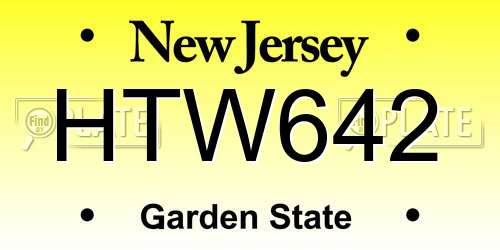 HTW642 New Jersey License Plate