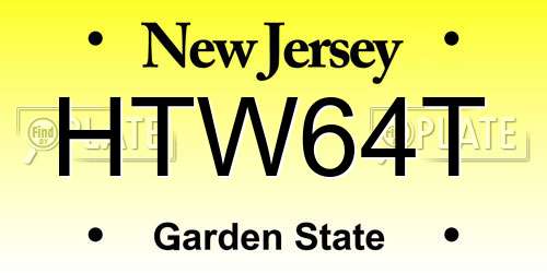 HTW64T New Jersey License Plate