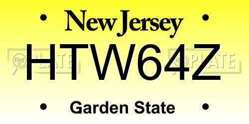 HTW64Z New Jersey License Plate