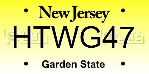 HTWG47 New Jersey License Plate