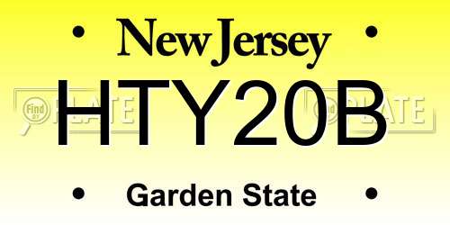 HTY20B New Jersey License Plate