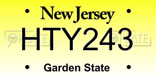 HTY243 New Jersey License Plate