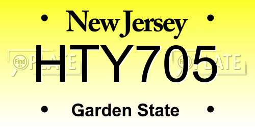 HTY705 New Jersey License Plate