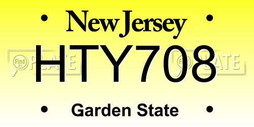HTY708 New Jersey License Plate