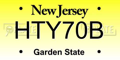 HTY70B New Jersey License Plate