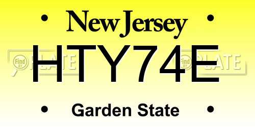 HTY74E New Jersey License Plate