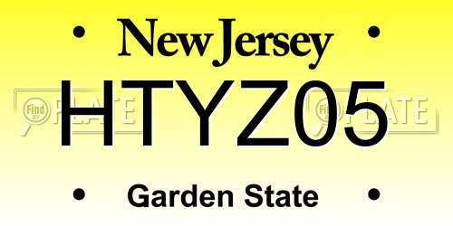 HTYZ05 New Jersey License Plate