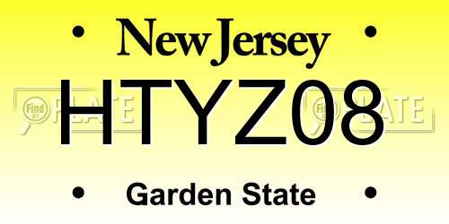 HTYZ08 New Jersey License Plate