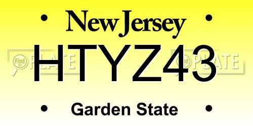 HTYZ43 New Jersey License Plate