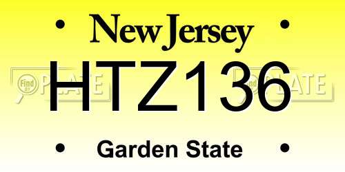 HTZ136 New Jersey License Plate