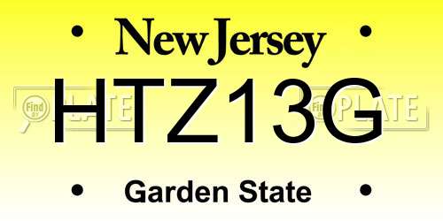 HTZ13G New Jersey License Plate