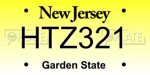 HTZ321 New Jersey License Plate