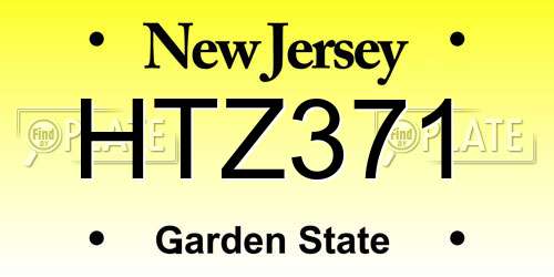 HTZ371 New Jersey License Plate