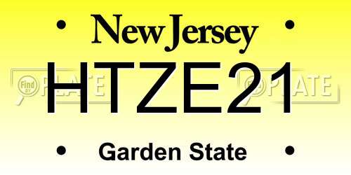 HTZE21 New Jersey License Plate