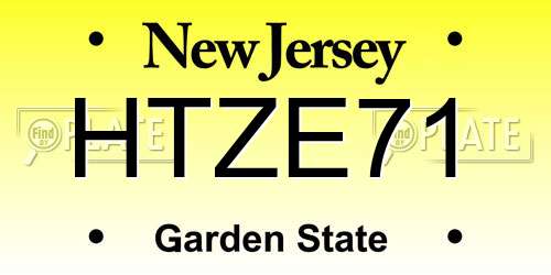 HTZE71 New Jersey License Plate