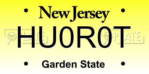 HU0R0T New Jersey License Plate