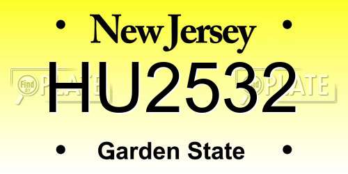 HU2532 New Jersey License Plate