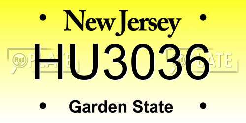 HU3036 New Jersey License Plate