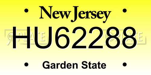 HU62288 New Jersey License Plate