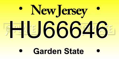 HU66646 New Jersey License Plate