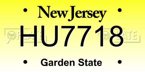 HU7718 New Jersey License Plate