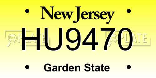 HU9470 New Jersey License Plate