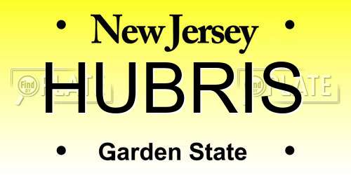 HUBRIS New Jersey License Plate