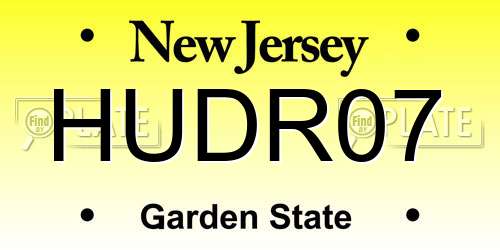 HUDR07 New Jersey License Plate