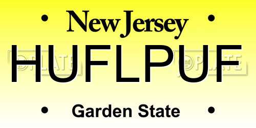 HUFLPUF New Jersey License Plate