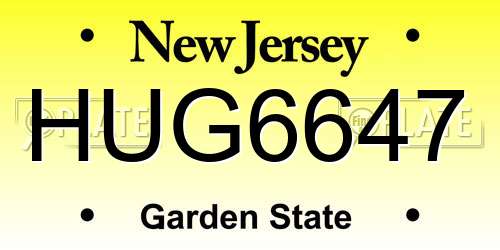 HUG6647 New Jersey License Plate