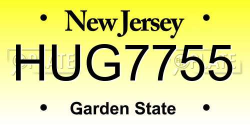 HUG7755 New Jersey License Plate