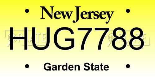 HUG7788 New Jersey License Plate