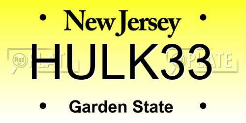 HULK33 New Jersey License Plate