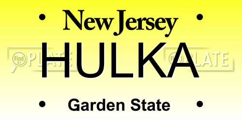 HULKA New Jersey License Plate