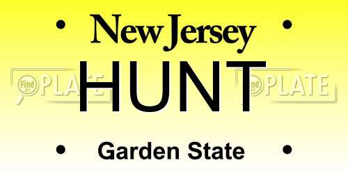 HUNT New Jersey License Plate