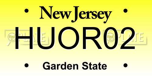 HUOR02 New Jersey License Plate