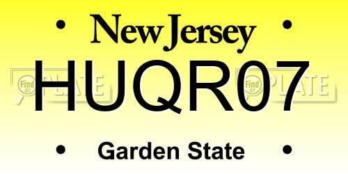 HUQR07 New Jersey License Plate