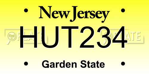 HUT234 New Jersey License Plate