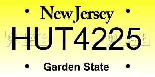 HUT4225 New Jersey License Plate